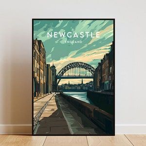 Newcastle Travel Print - Inglaterra, Cartel de Newcastle, Cartel de Inglaterra, Arte de la pared de viaje, Impresión de Inglaterra, Inglaterra, Europa, Newcastle, Reino Unido, Gran Bretaña