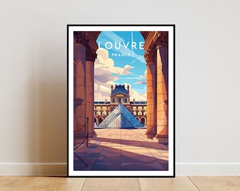 Louvre Travel Print - France, Louvre Poster, France Poster, Travel Wall Art, France Print, poster, France, Europe, Louvre, Paris, Wall Art