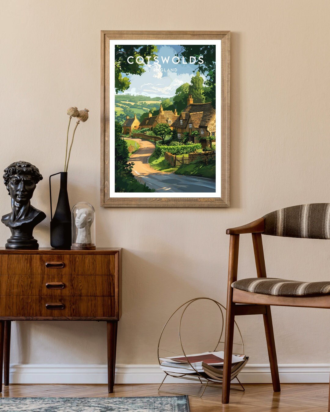 Scafell Pike Mountain Landscape In Amber And Grey Unframed Wall Art Print Poster Home Decor Premium