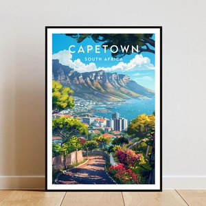 Impresión de viaje de Ciudad del Cabo - Sudáfrica, póster de Sudáfrica, póster de Ciudad del Cabo, arte mural de viaje, impresión de Ciudad del Cabo, arte mural de Ciudad del Cabo, África
