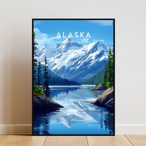 Impresión de viaje a Alaska - Estados Unidos, póster de Alaska, póster de América, arte de pared de viaje, impresión de América, América, arte de Alaska, EE. UU., Estados Unidos