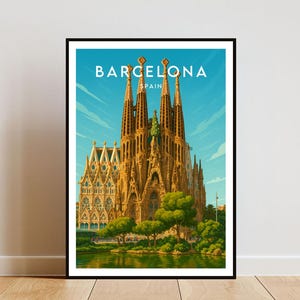 Barcelona Travel Print - Spain, Barcelona Poster, Spain Poster, Travel Wall Art, Spain Print, Barcelona Print, Barcelona, la Sagrada Familia