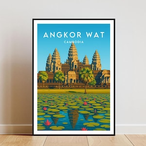 Angkor Wat Travel Print - Cambodia, Angkor Wat Poster, Cambodia Poster, Cambodia Print, Siem Reap Poster, Angkor Wat Print, Angkor Wat,