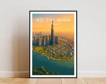 Impresión de viaje de Ho Chi Minh - Vietnam, Cartel de Ho Chi Minh, Cartel de Vietnam, Arte de viaje, Impresión de Vietnam, Impresión de Ho Chi Minh, Ho Chi Minh, Saigón