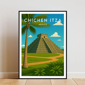 Chichen Itza Travel Print - Mexico, Chichen Itza Poster, Mexico Poster, Mexico Print, Travel Wall Art, Chichen Itza Print, Chichen Itza