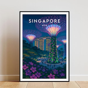 Singapore Travel Print - Asia, Singapore Poster, Marina Bay Sands Poster, Travel Art, Marina Bay Sands Print, Singapore Print, Singapore