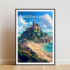Stampa di viaggio in Normandia - Francia, Poster della Normandia, Poster della Francia, Arte della parete di viaggio, Stampa della Francia, poster, Francia, Europa, Normandia, Arte della parete