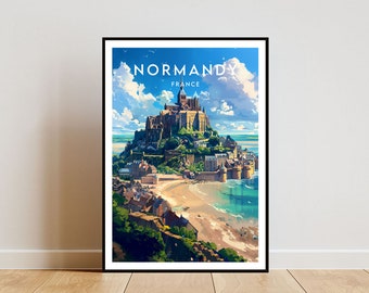 Normandy Travel Print - France, Normandy Poster, France Poster, Travel Wall Art, France Print, poster, France, Europe, Normandy, Wall Art
