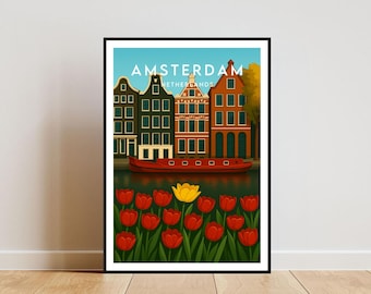 Amsterdam Travel Print - Netherlands, Amsterdam Poster, Netherlands Poster, Travel Wall Art, Amsterdam Print, Amsterdam Print, Amsterdam