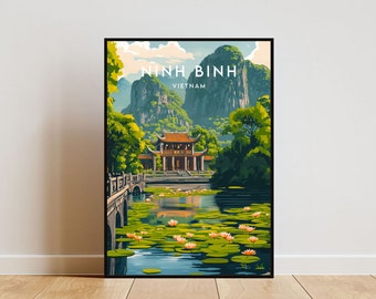 Ninh Binh Travel Print - Vietnam, Cartel de Ninh Binh, Cartel de Vietnam, Arte de la pared de viajes, Impresión de Vietnam, Arte de la pared de Ninh Binh, Impresión de viajes de Asia