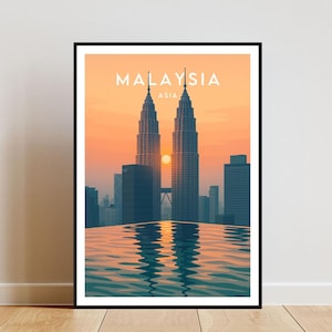 Malaysia Travel Print - Asia, Malaysia Poster, Kuala Lumpur Poster, Travel Art, Kuala Lumpur Print, Malaysia Print, Malaysia, Kuala Lumpur