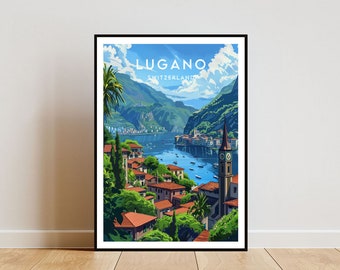 Lugano Travel Print - Switzerland, Lugano Poster, Switzerland Poster, Travel Wall Art, Switzerland Print, Switzerland, Europe, Lugano, Swiss