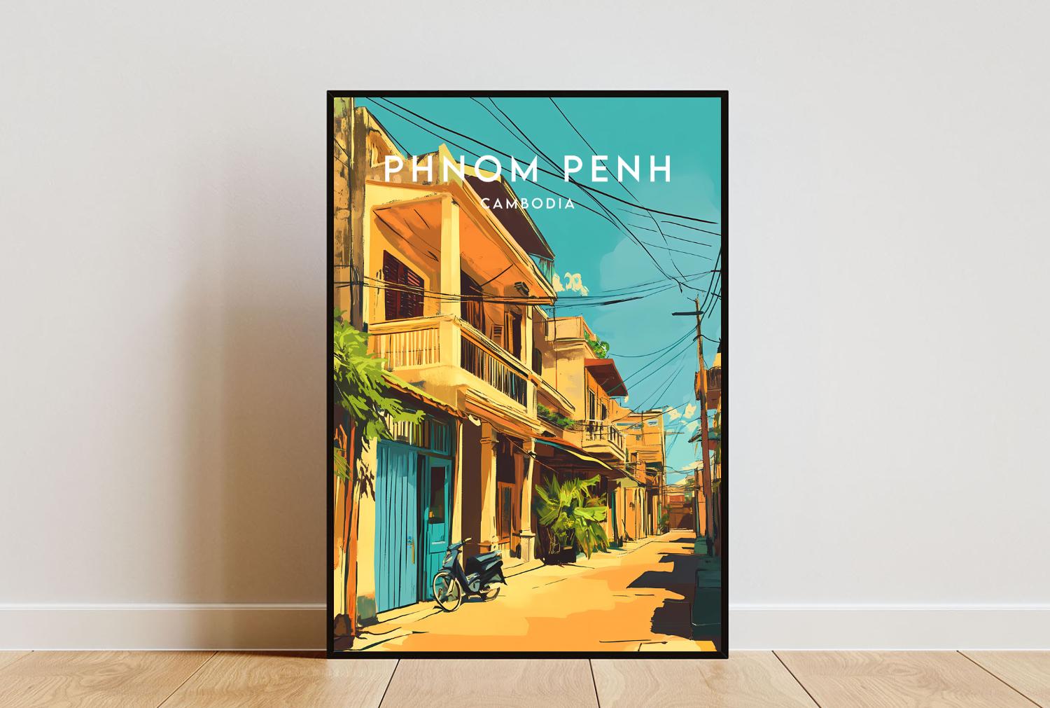 Poster HQ 50x70cm Affiche Vintage Cambodge Phnom Penh R213 - Neuf