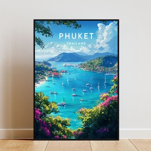 Phuket Travel Print - Thailand, Phuket Poster, Thailand Poster, Travel Wall Art, Thailand Print, Thai poster, Beach Poster, SE Asia, Phuket