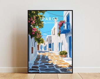 Paros Travel Print - Greece, Paros Poster, Greece Poster, Travel Wall Art, Greece Print, Poster, Greece, Europe, Paros Print, Greek Islands