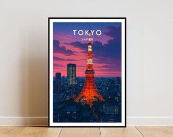 Tokyo Travel Print - Japan, Tokyo Poster, Japan Poster, Travel Wall Art, Japan Print, Tokyo Print, Tokyo, Tokyo Tower Poster, Tokyo Tower