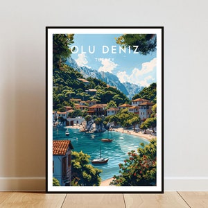 Olu Deniz reizen print - Turkije, Olu Deniz poster, Turkije poster, reizen kunst aan de muur, Turkije print, Turkije, Olu Deniz, Azië, Turks