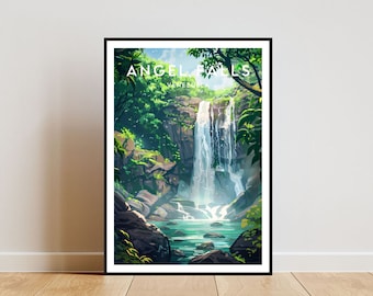 Angel Falls Travel Print - Venezuela, Angel Falls Poster, Venezuela Poster, Travel Wall Art, Venezuela Print, Angel Falls, South America