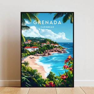 Grenada Travel Print - Caribbean, Grenada Poster, Caribbean Poster, Travel Wall Art, Grenada Print, Grenada Wall Art, Caribbean, Travel