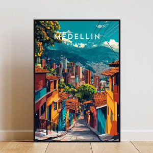 Medellin Reisedruck - Kolumbien, Medellin Poster, Kolumbien Poster, Reise Wandkunst, Kolumbien Druck, Medellin, Südamerika, Kolumbien