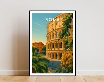 Impresión de viaje a Roma - Italia, póster de Roma, póster de Italia, arte mural de viaje, impresión de Italia, impresión de Roma, Roma, Coliseo, póster del Coliseo Romano