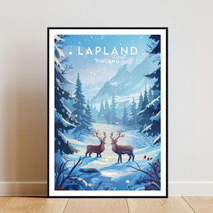 Lapland Travel Print - Finland, Lapland Poster, Finland Poster, Travel Wall Art, Finland Print, poster, Finland, Europe, Lapland, Christmas