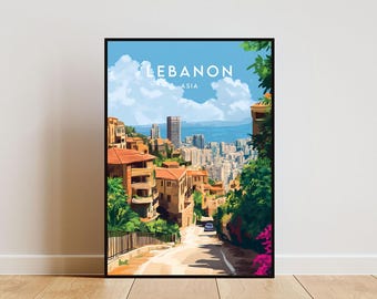 Lebanon Travel Print - Asia, Lebanon Poster, Travel Wall Art, Lebanon Print, Lebanon Art, Asia, Asia Poster, Lebanon Wall Art, Beirut Poster