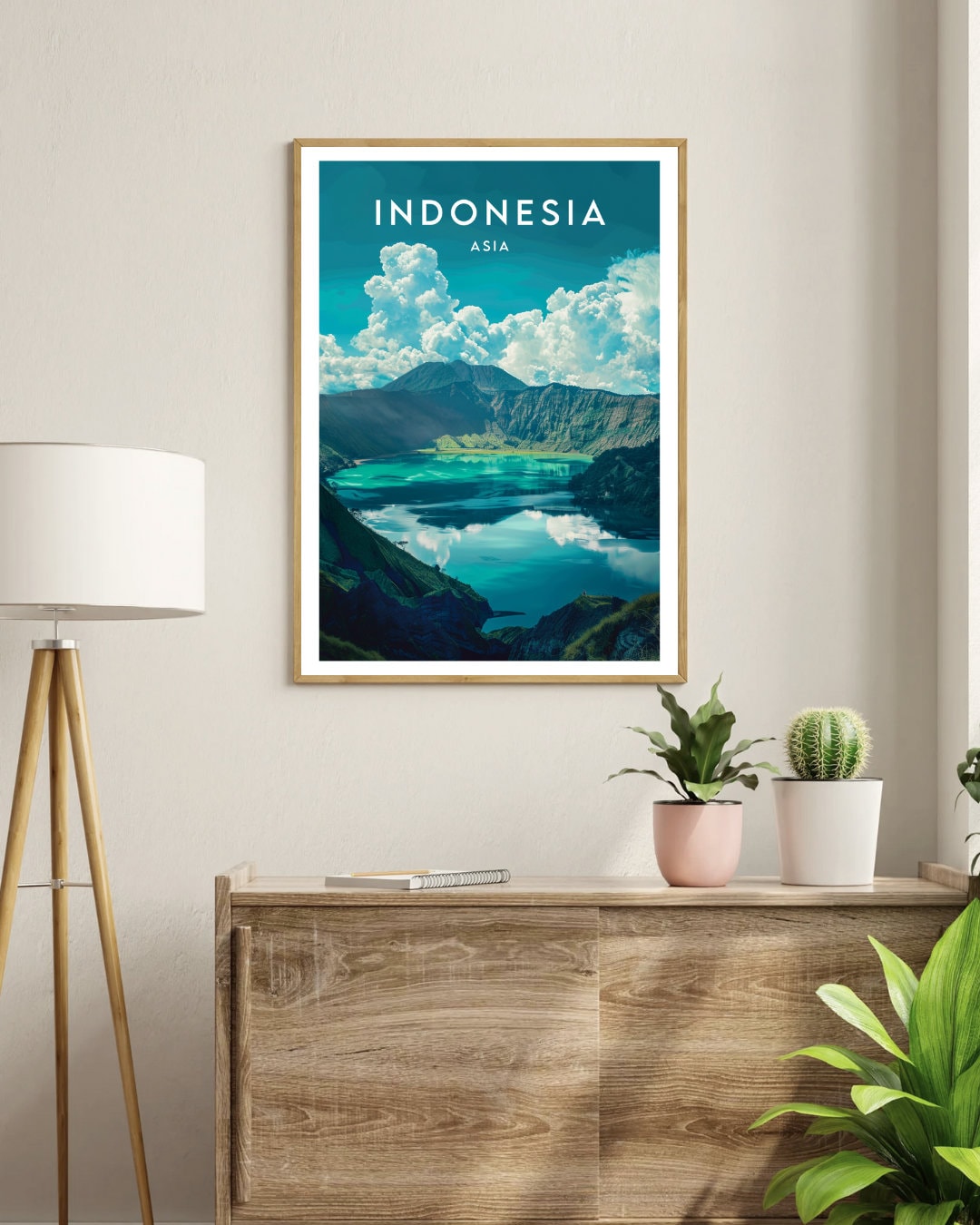 インドネシア旅行プリント、インドネシアポスター、旅行ウォールアート