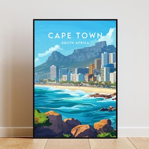 Impression voyage Le Cap - Afrique du Sud, affiche Afrique du Sud, affiche Le Cap, art mural voyage, impression Le Cap, art mural Le Cap, Afrique