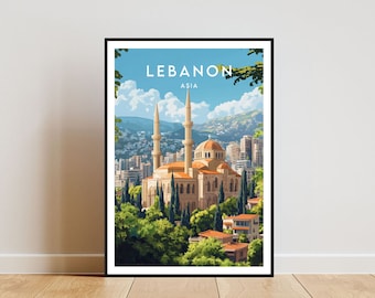 Lebanon Travel Print - Asia, Lebanon Poster, Travel Wall Art, Lebanon Print, Lebanon, Asia, Asia Poster, Lebanon Wall Art, Beirut Poster