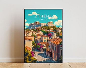 Athene reizen print - Griekenland, Athene poster, Griekenland poster, reizen muur kunst, Griekenland print, poster, Griekenland, Europa, Athene Griekenland kunst aan de muur