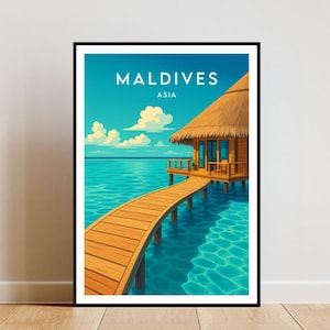 Maldives Travel Print - Asia, Maldives Poster, The Maldives Poster, Travel Art, The Maldives Print, Maldives Print, Maldives