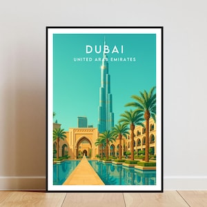 Dubai Travel Print - UAE, Dubai Poster, Burj Khalifa Poster, Travel Wall Art, Burj Khalifa Print, Dubai Print, Dubai, Burj Khalifa