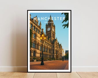 Manchester Travel Print - England, Manchester Poster, England Poster, England Print, Travel Art, Manchester Print, Manchester Travel Poster