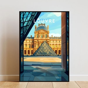 Louvre Reise - Frankreich, Louvre Poster, Frankreich Poster, Reise Wandkunst, Frankreich Druck, Poster, Frankreich, Europa, Louvre, Paris, Wandkunst
