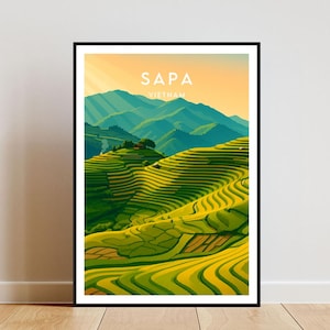 Sapa Travel Print - Vietnam, Sapa Poster, Vietnam Poster, Travel Wall Art, Vietnam Print, Sapa Print, Sapa, Sapa Vietnam Poster