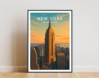 New York Travel Print - United States, New York Poster, America Poster, America Print, New York Print, New York, Empire State Building Print