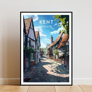 Kent Travel Print - England, Kent Poster, England Poster, Travel Wall Art, England Print, poster, England, Europe, Kent Wall Art, Canterbury