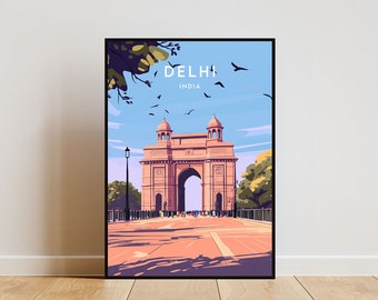 Delhi Travel Print - India, Delhi Poster, India Poster, Travel Wall Art, India Print, New Delhi, New Delhi poster, India Gate Poster, India