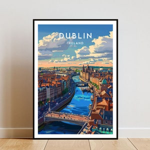 Impresión de viaje a Dublín - Irlanda, póster de Dublín, póster de Irlanda, arte mural de viaje, impresión de Irlanda, póster, Irlanda, Europa, arte mural de Dublín