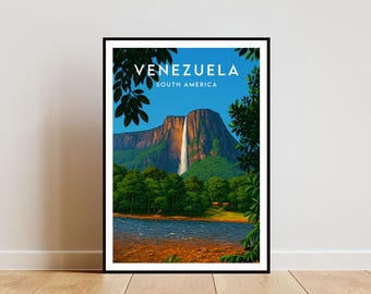 Venezuela Travel Print - South America, Venezuela Poster, Caracas Wall Art, Caracas Illustration, Travel Decor, Venezuela Art, Travel Gift
