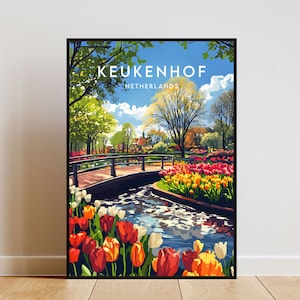 Stampa di viaggio Keukenhof - Paesi Bassi, poster Keukenhof, poster Paesi Bassi, arte murale di viaggio, stampa Paesi Bassi, stampa Keukenhof, Amsterdam