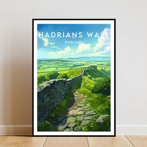 Impressão de viagem na parede de Adriano - Inglaterra, pôster de parede de Adriano, pôster da Inglaterra, arte de parede de viagem, impressão da Inglaterra, Inglaterra, Grã-Bretanha, parede de Adriano