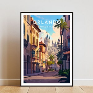 Orlando Travel Print - Verenigde Staten, Orlando poster, Amerika poster, reizen kunst aan de muur, Amerika print, poster, Amerika, Orlando, USA, Florida