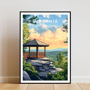 Virginia Travel Print - United States, Virginia Poster, America Poster, Travel Wall Art, America Print, America, Virginia Wall Art, USA Art