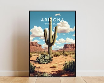 Arizona Travel Print - United States, Arizona Poster, America Poster, Travel Wall Art, America Print, America, Arizona Wall Art, USA Poster