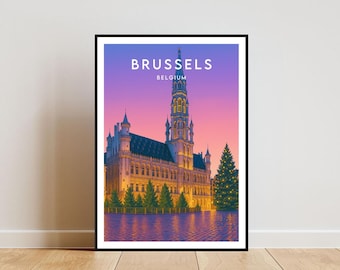 Brussels Travel Print - Belgium, Brussels Poster, Belgium Poster, Belgium Print, Travel Wall Art, Brussels Print, Brussels Travel Poster
