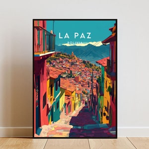 La Paz Travel Print - Bolivia, La Paz Poster, Bolivia Poster, Travel Wall Art, Bolivia Print, La Paz, South America, Bolivian, La Paz Print