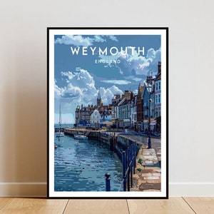Weymouth Travel Print - Inglaterra, Cartel de Weymouth, Cartel de Inglaterra, Arte de la pared de viaje, Impresión de Inglaterra, Inglaterra, Europa, Weymouth, Reino Unido, Gran Bretaña