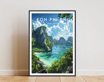 Koh Phi Phi Travel Print - Thailand, Koh Phi Phi Poster, Thailand Poster, Travel Wall Art, Thailand Print, , Ko Phi Phi, Beach, Koh Phi Phi